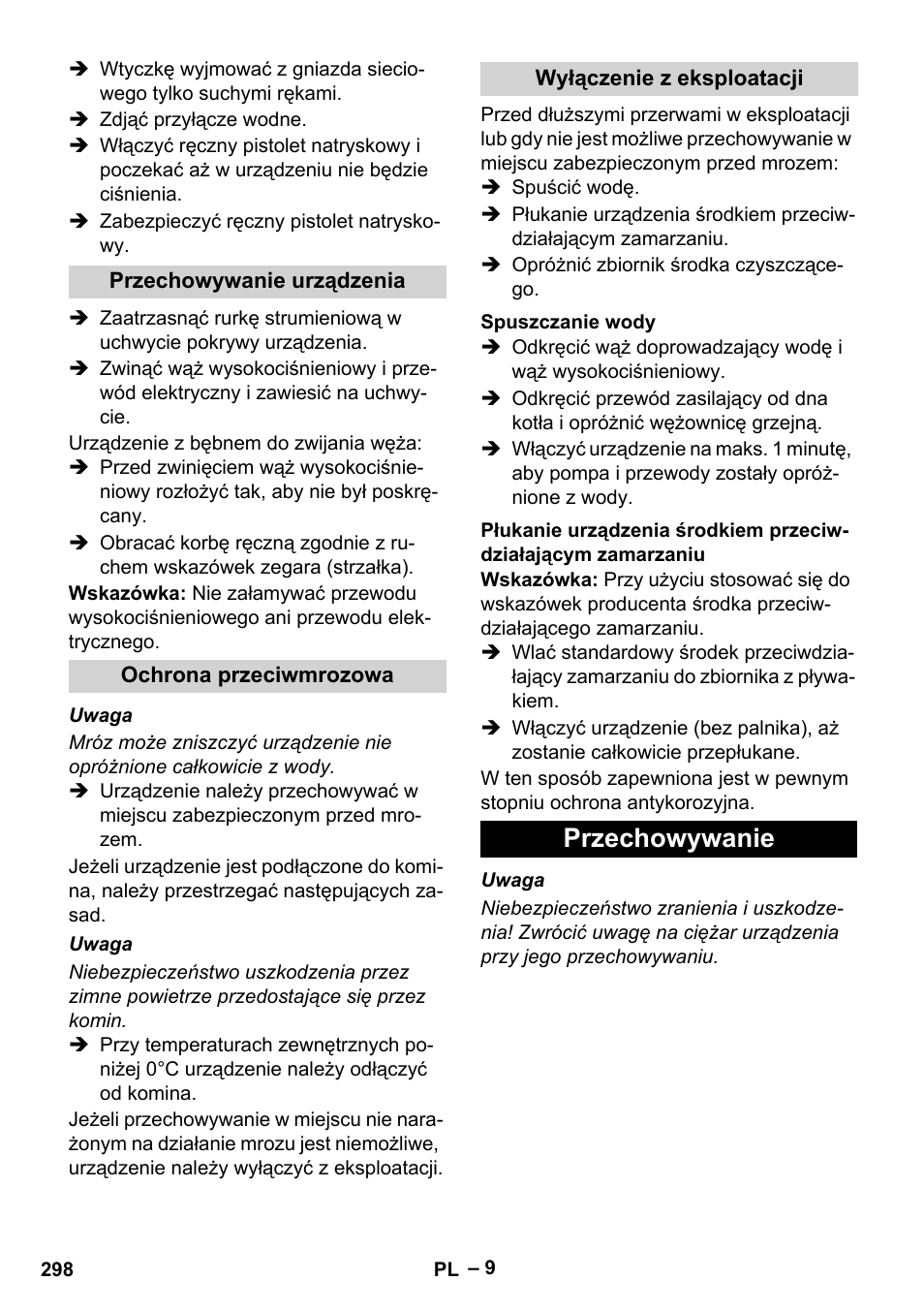 Przechowywanie | Karcher Nettoyeur haute pression HDS 8-18-4 C Classic User Manual | Page 298 / 460