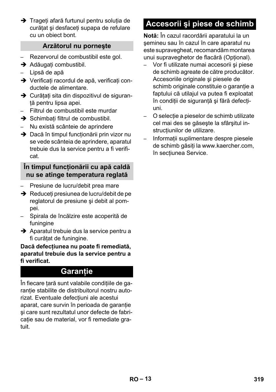 Garanţie accesorii şi piese de schimb | Karcher Nettoyeur haute pression HDS 8-18-4 C Classic User Manual | Page 319 / 460