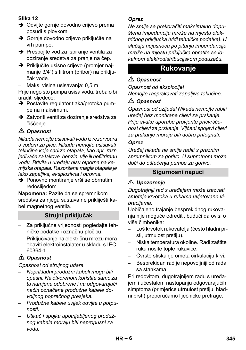 Rukovanje | Karcher Nettoyeur haute pression HDS 8-18-4 C Classic User Manual | Page 345 / 460