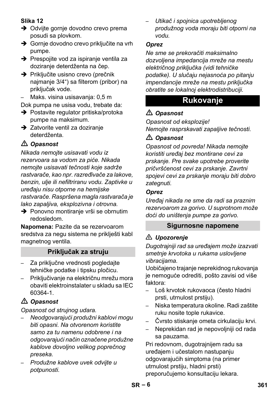 Rukovanje | Karcher Nettoyeur haute pression HDS 8-18-4 C Classic User Manual | Page 361 / 460