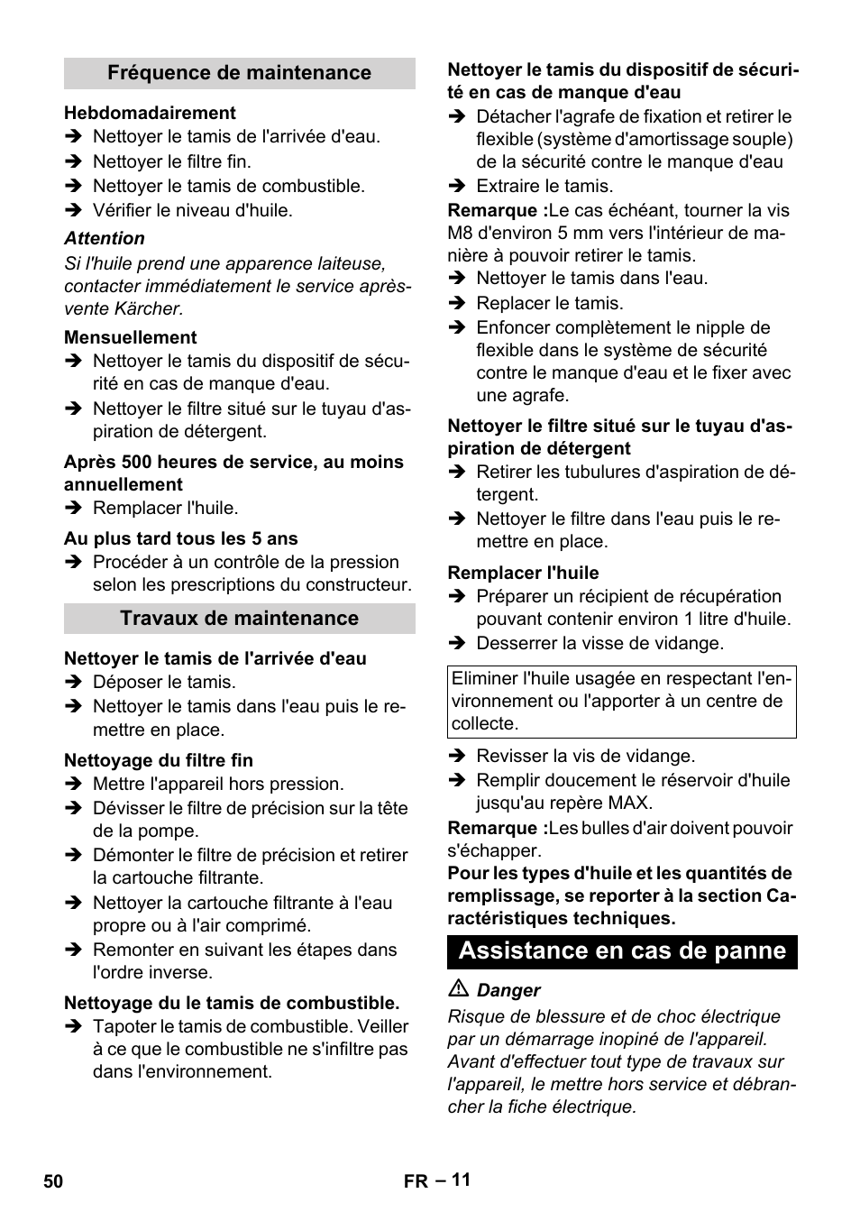 Assistance en cas de panne | Karcher Nettoyeur haute pression HDS 8-18-4 C Classic User Manual | Page 50 / 460