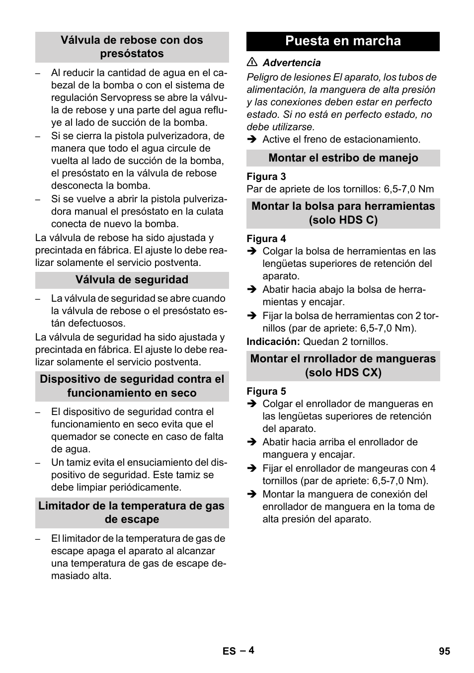 Puesta en marcha | Karcher Nettoyeur haute pression HDS 8-18-4 C Classic User Manual | Page 95 / 460