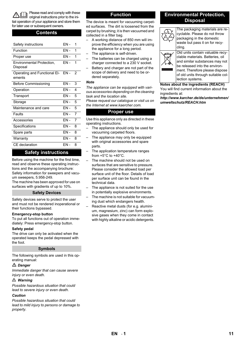 Karcher Aspiro-brosseur CV 85-2 RS User Manual | Page 11 / 228