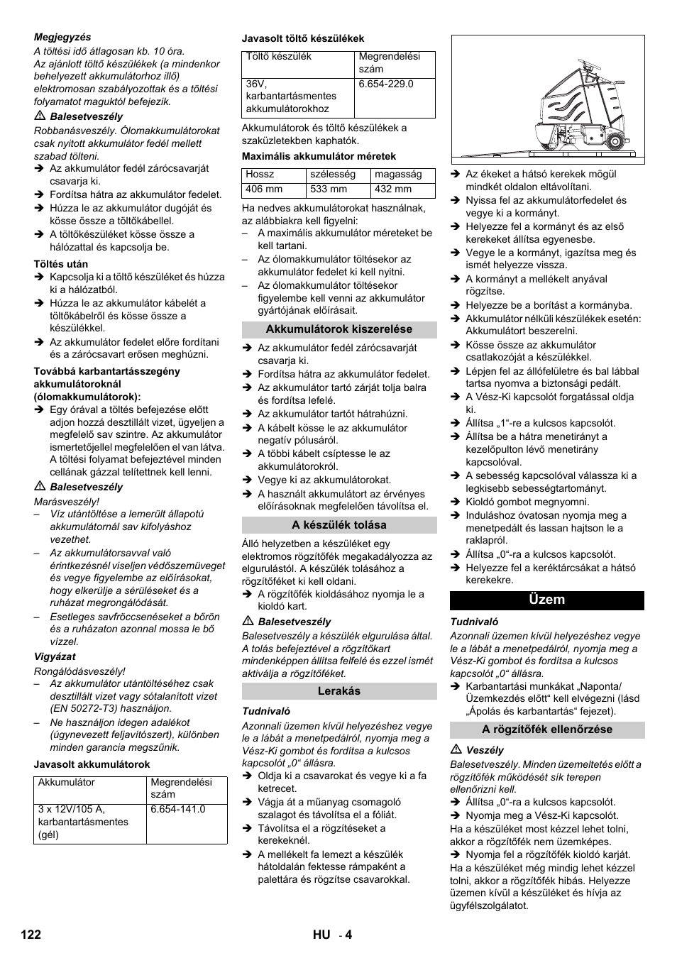 Üzem | Karcher Aspiro-brosseur CV 85-2 RS User Manual | Page 122 / 228