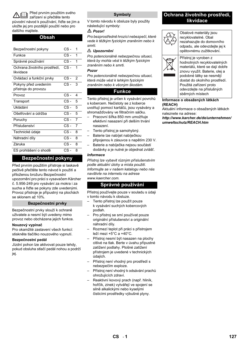 Karcher Aspiro-brosseur CV 85-2 RS User Manual | Page 127 / 228