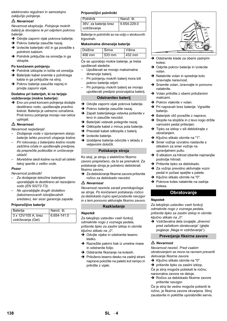 Obratovanje | Karcher Aspiro-brosseur CV 85-2 RS User Manual | Page 138 / 228