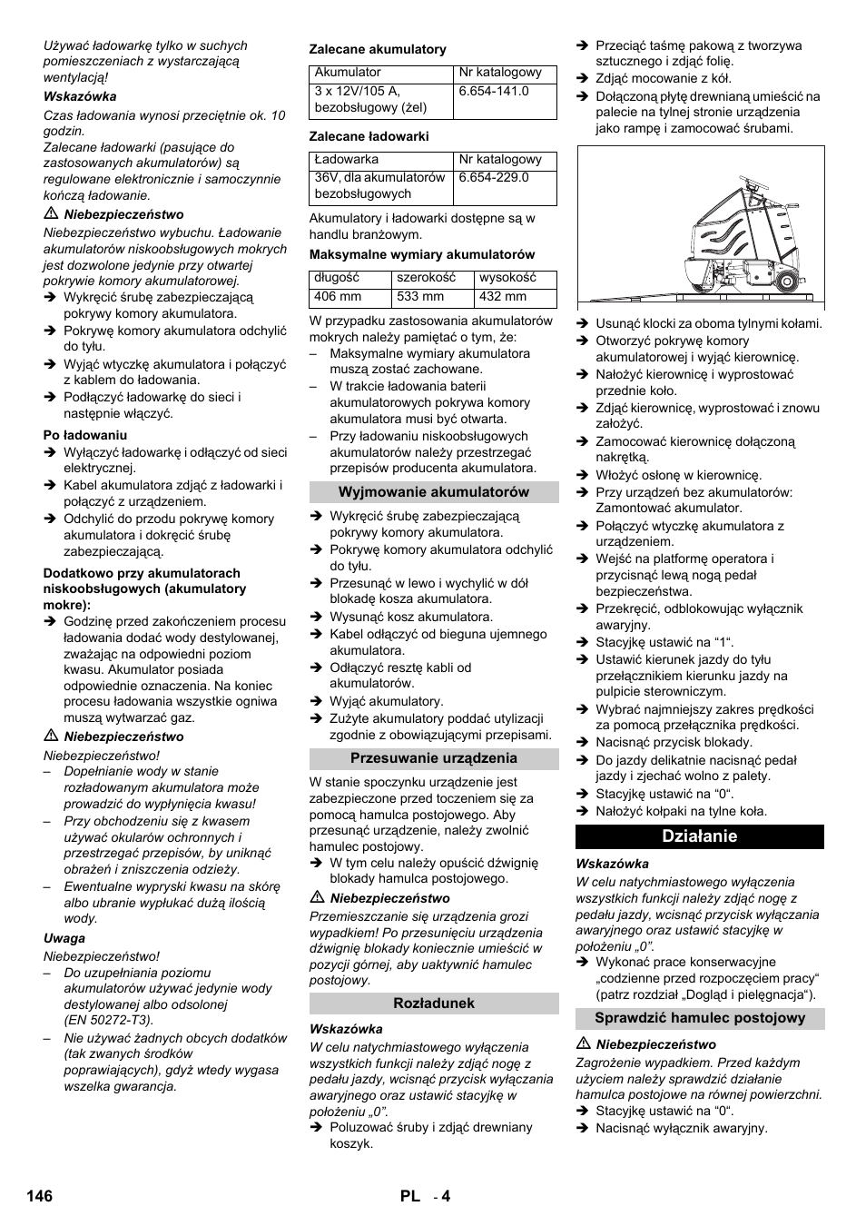 Działanie | Karcher Aspiro-brosseur CV 85-2 RS User Manual | Page 146 / 228