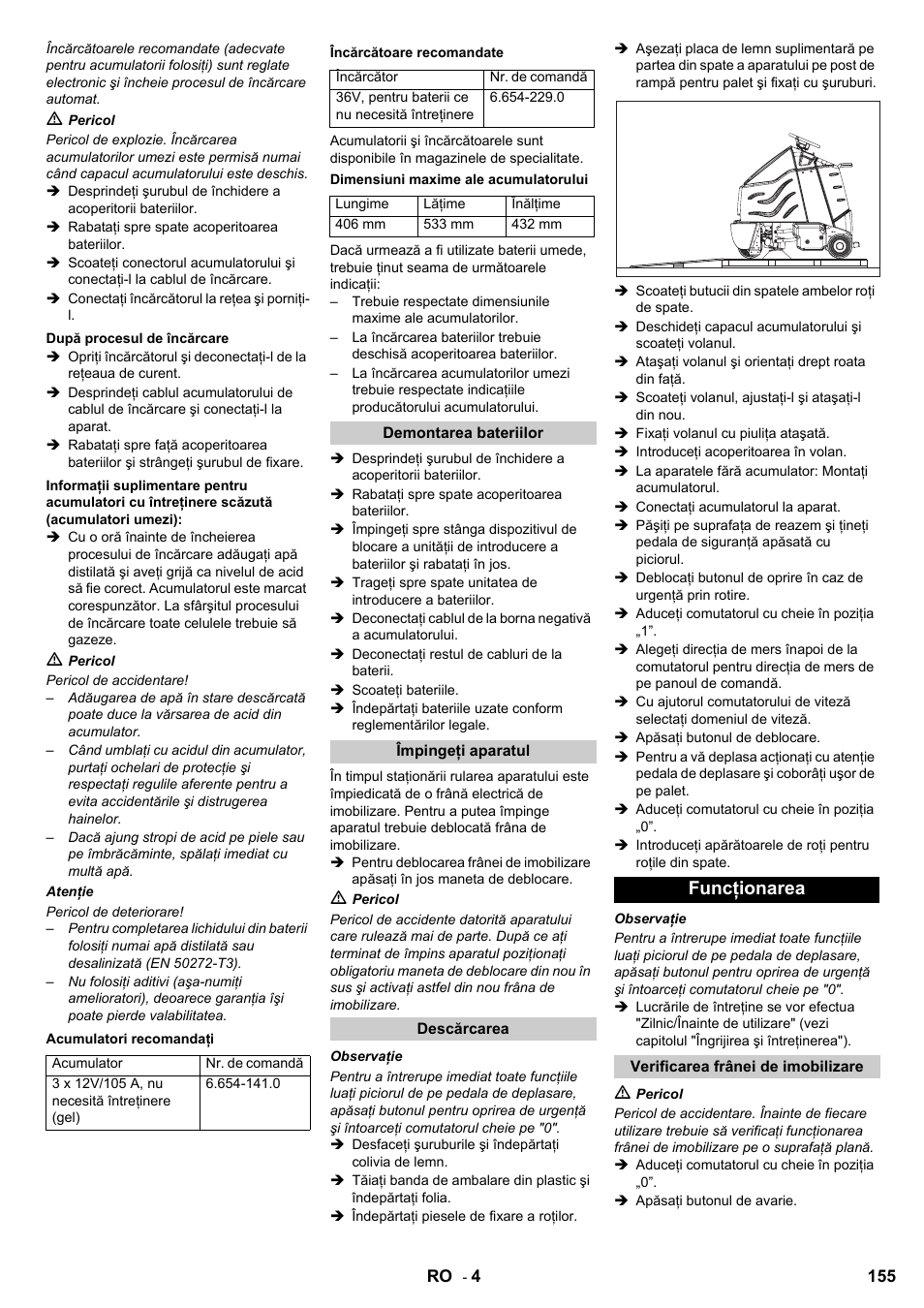 Funcţionarea | Karcher Aspiro-brosseur CV 85-2 RS User Manual | Page 155 / 228