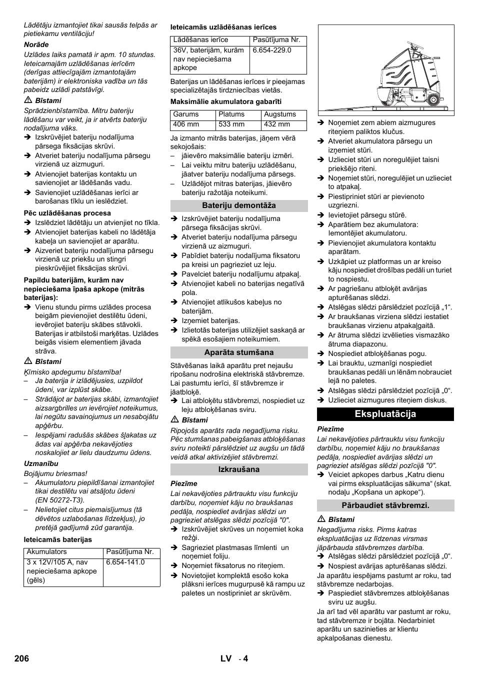 Ekspluatācija | Karcher Aspiro-brosseur CV 85-2 RS User Manual | Page 206 / 228