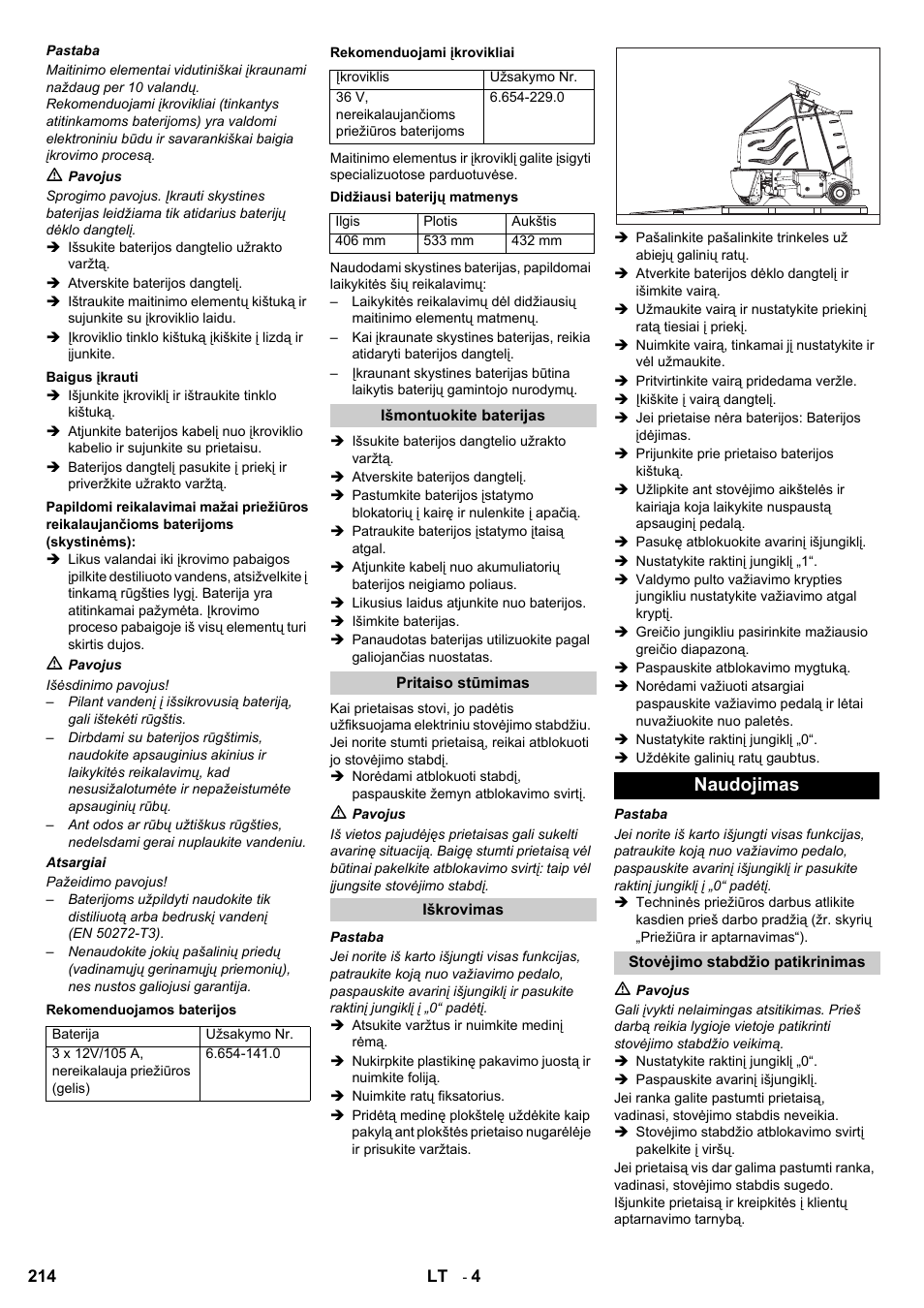 Naudojimas | Karcher Aspiro-brosseur CV 85-2 RS User Manual | Page 214 / 228