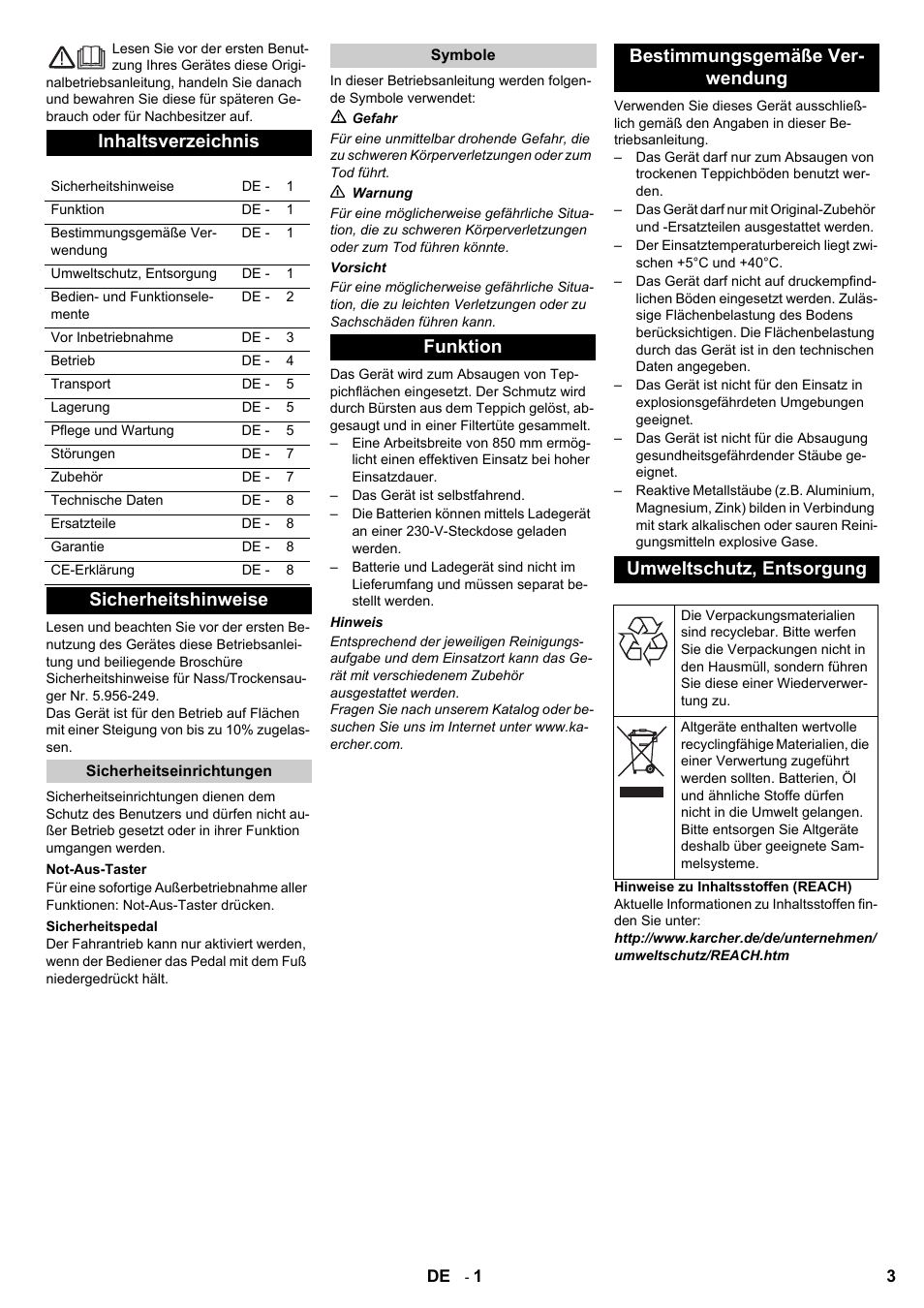 Karcher Aspiro-brosseur CV 85-2 RS User Manual | Page 3 / 228