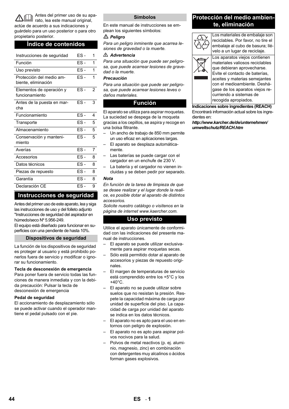 Karcher Aspiro-brosseur CV 85-2 RS User Manual | Page 44 / 228