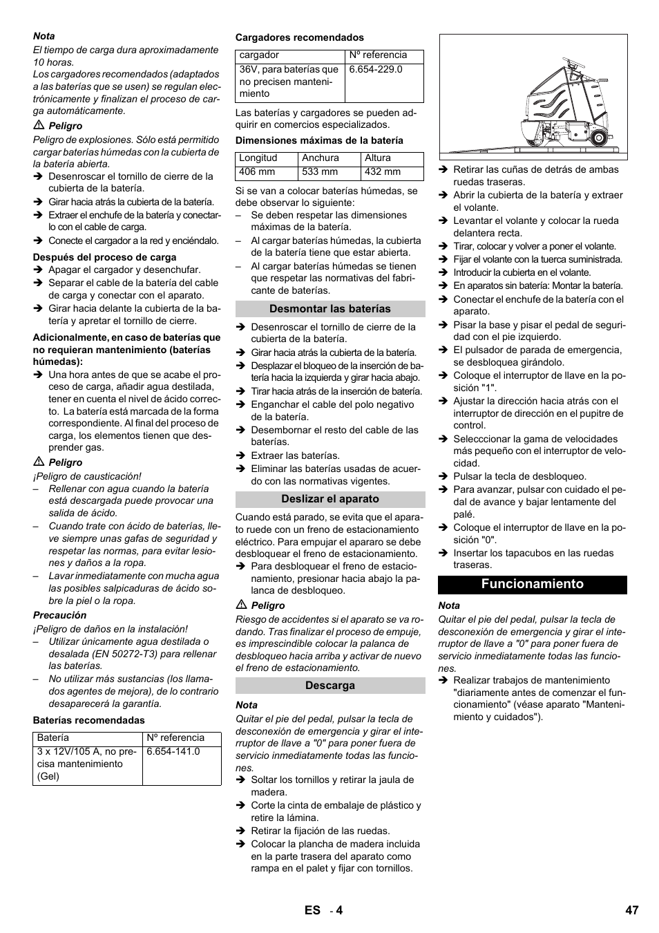 Funcionamiento | Karcher Aspiro-brosseur CV 85-2 RS User Manual | Page 47 / 228