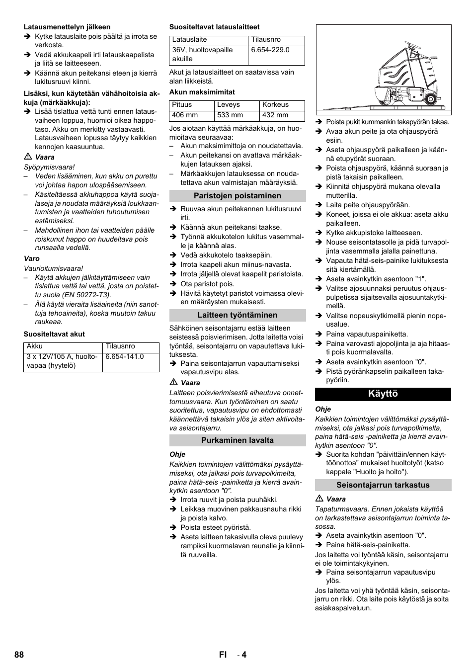 Käyttö | Karcher Aspiro-brosseur CV 85-2 RS User Manual | Page 88 / 228