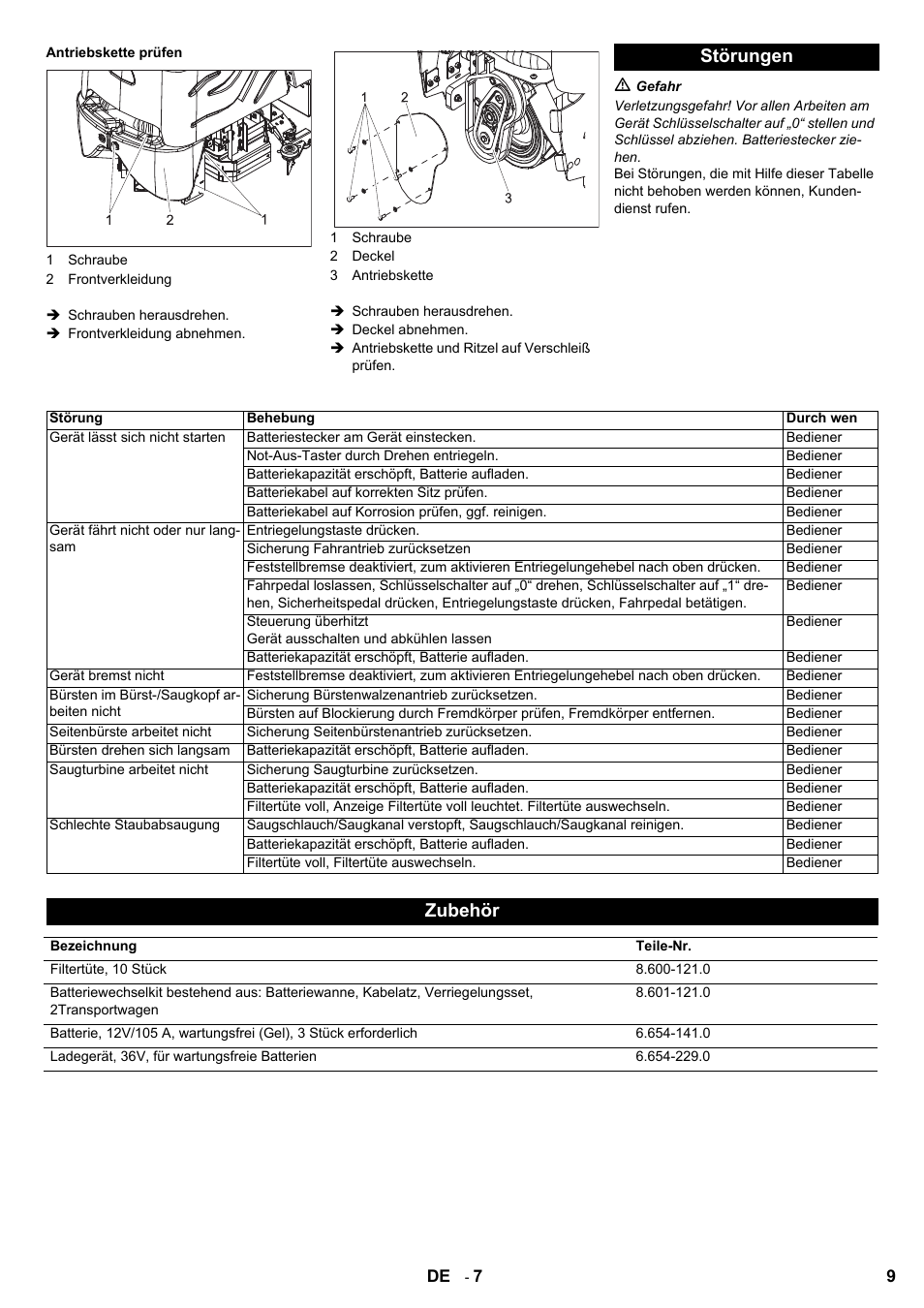 Störungen, Zubehör | Karcher Aspiro-brosseur CV 85-2 RS User Manual | Page 9 / 228