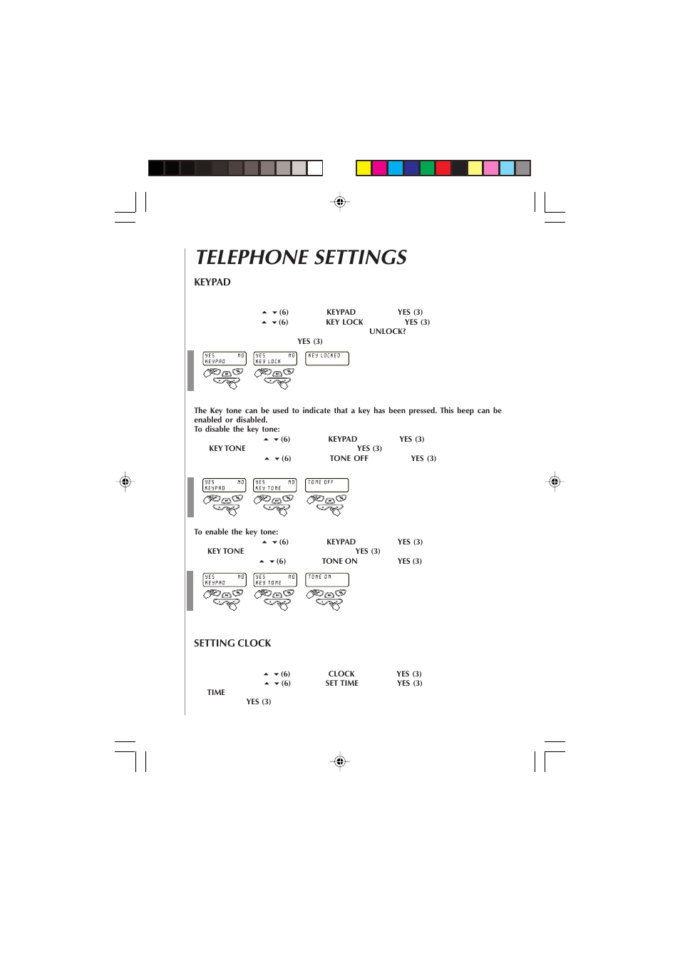 Telephone settings | Audiovox Dual Handset Cordless Phone User Manual | Page 20 / 26