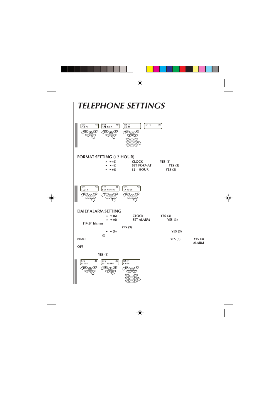 Telephone settings | Audiovox Dual Handset Cordless Phone User Manual | Page 21 / 26