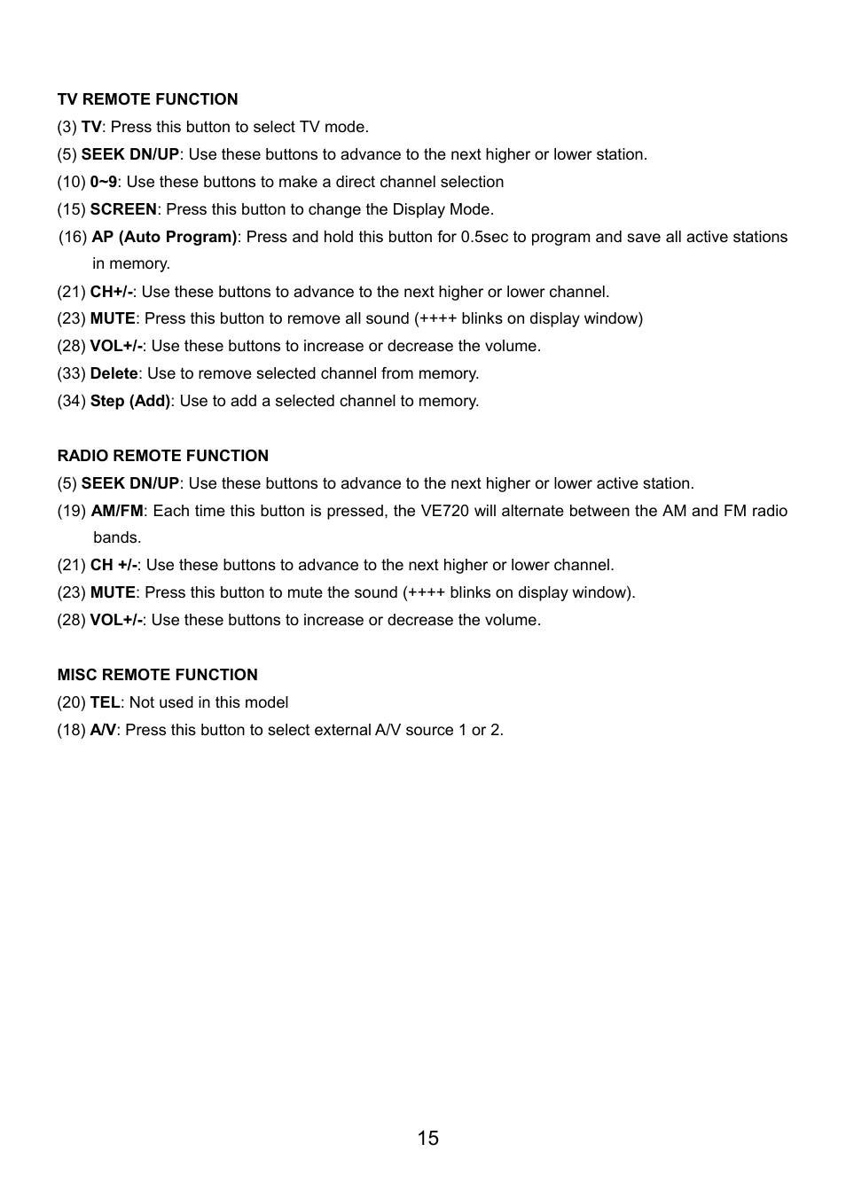 Audiovox VE720 User Manual | Page 16 / 33