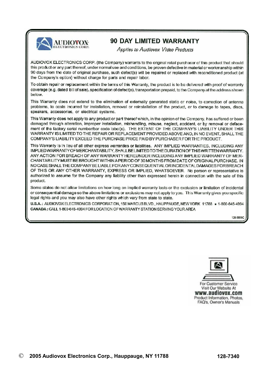Audiovox VE720 User Manual | Page 33 / 33