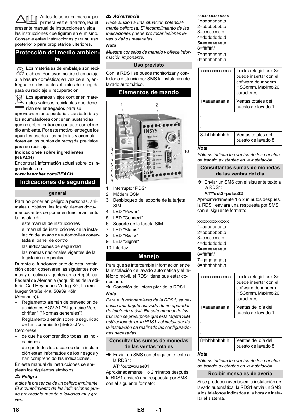 Español, Elementos de mando manejo | Karcher Armoire de lavage SB MB 5-10 User Manual | Page 18 / 48