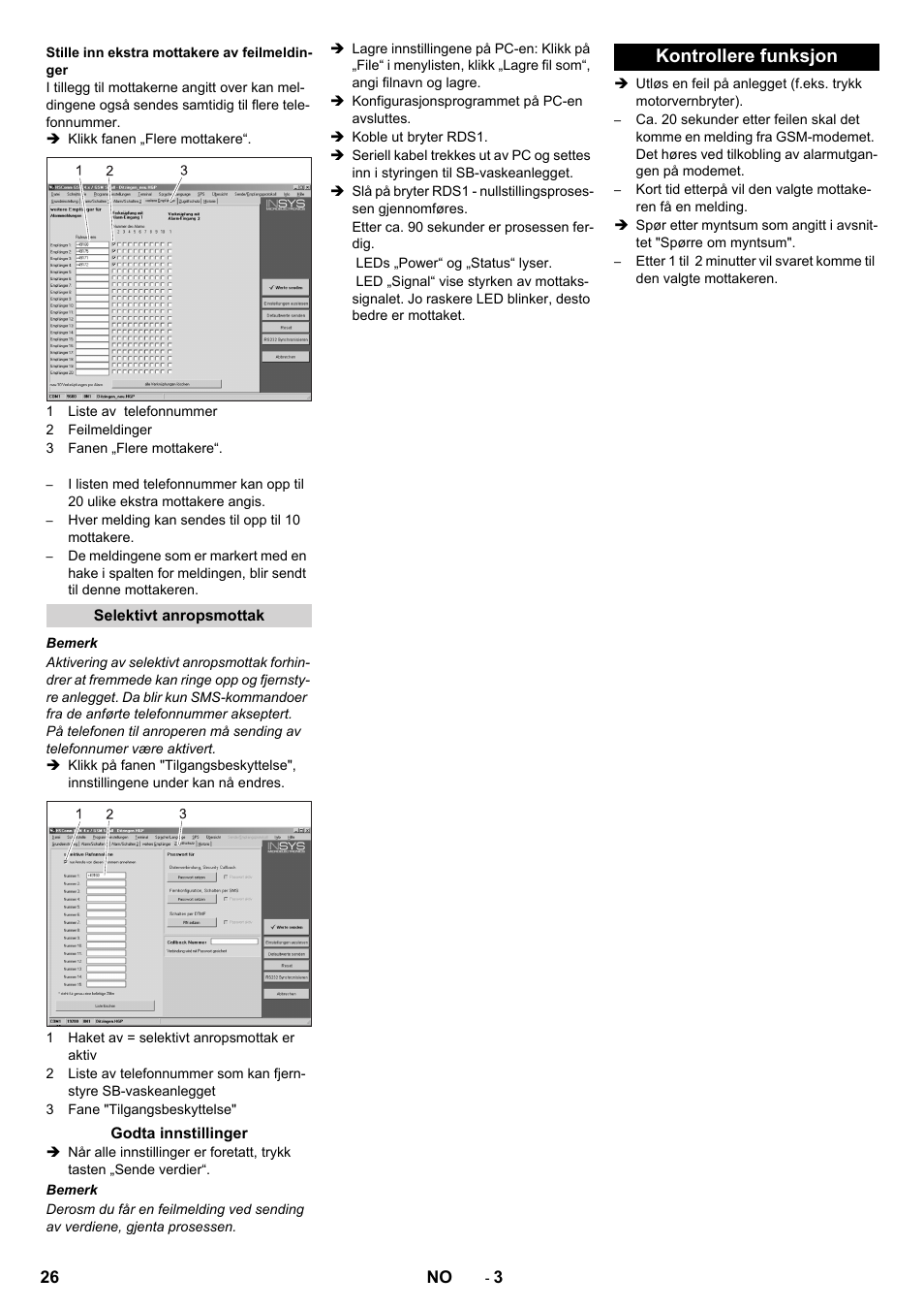 Kontrollere funksjon | Karcher Armoire de lavage SB MB 5-10 User Manual | Page 26 / 48