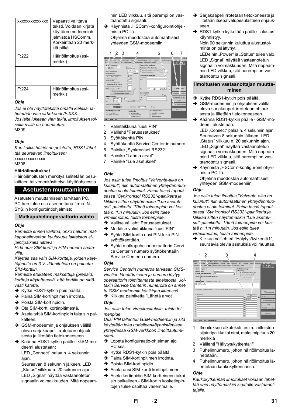 Asetusten muuttaminen | Karcher Armoire de lavage SB MB 5-10 User Manual | Page 31 / 48