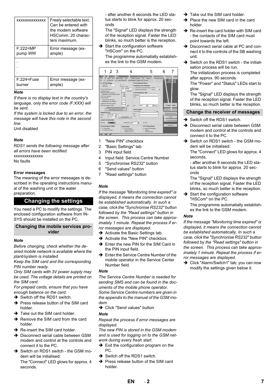 Changing the settings | Karcher Armoire de lavage SB MB 5-10 User Manual | Page 7 / 48