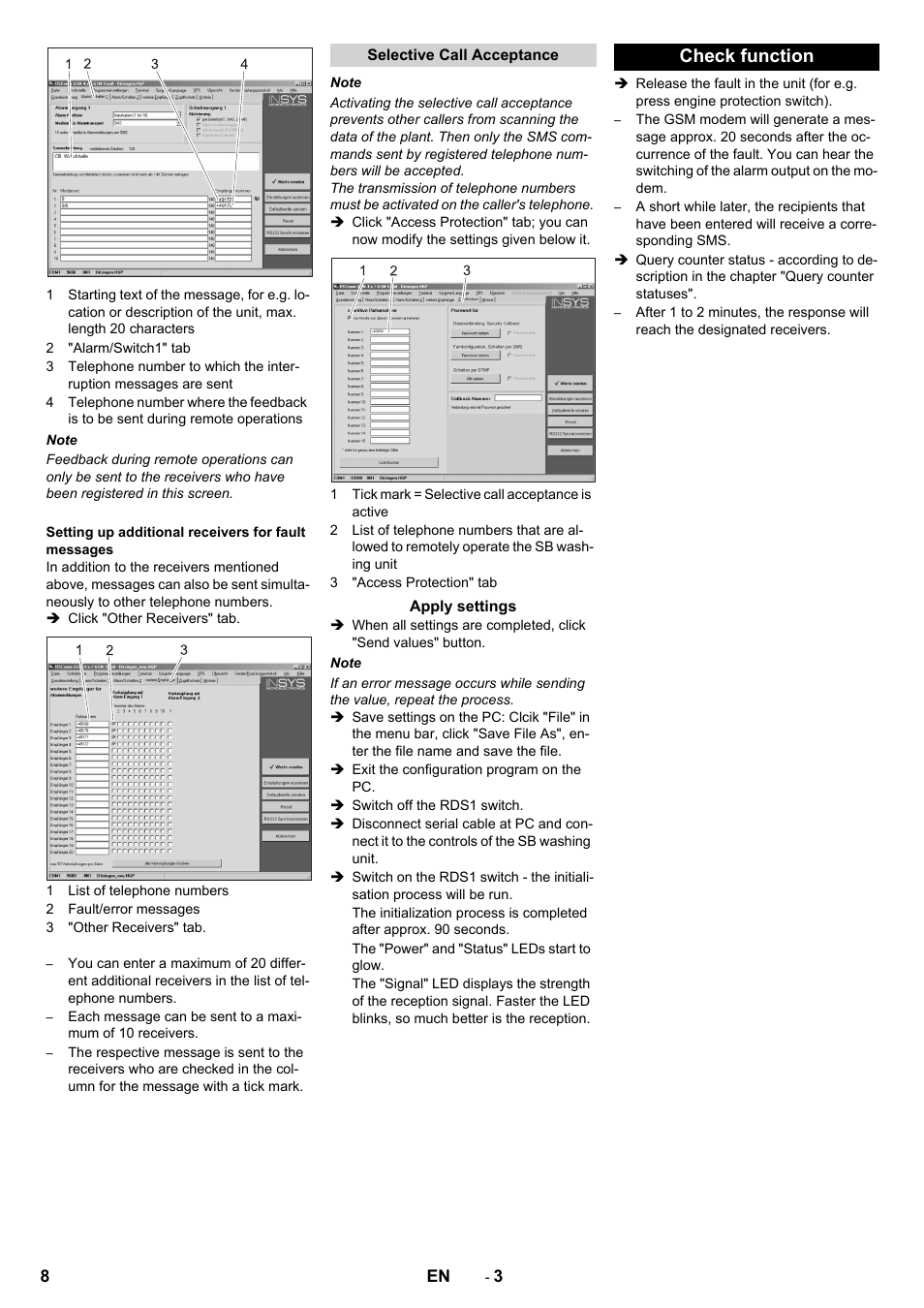 Check function | Karcher Armoire de lavage SB MB 5-10 User Manual | Page 8 / 48
