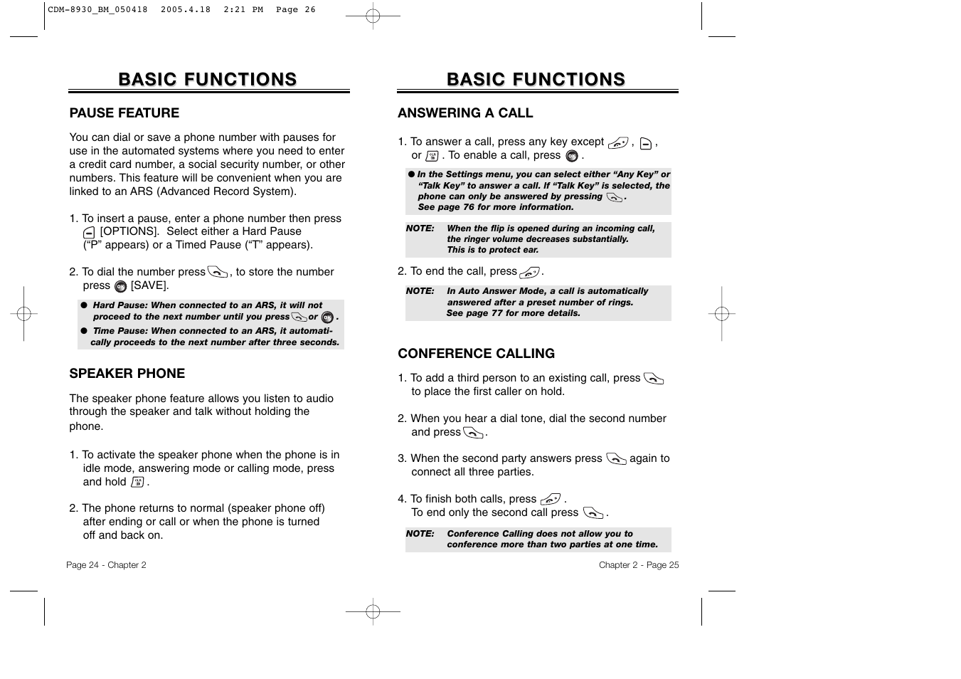 Basic functions | Audiovox CDM-8930 User Manual | Page 15 / 85