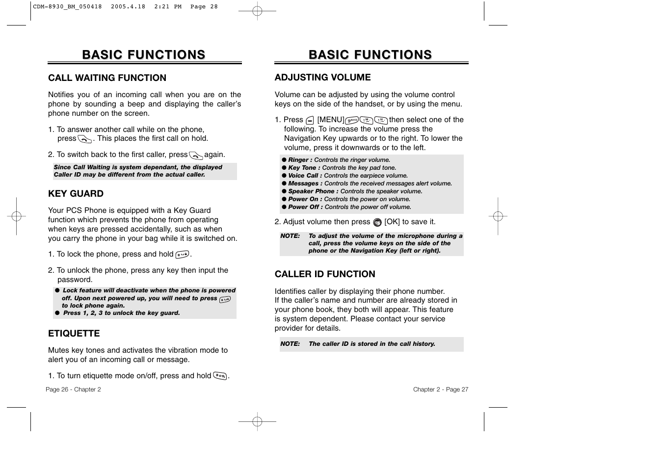 Basic functions | Audiovox CDM-8930 User Manual | Page 16 / 85