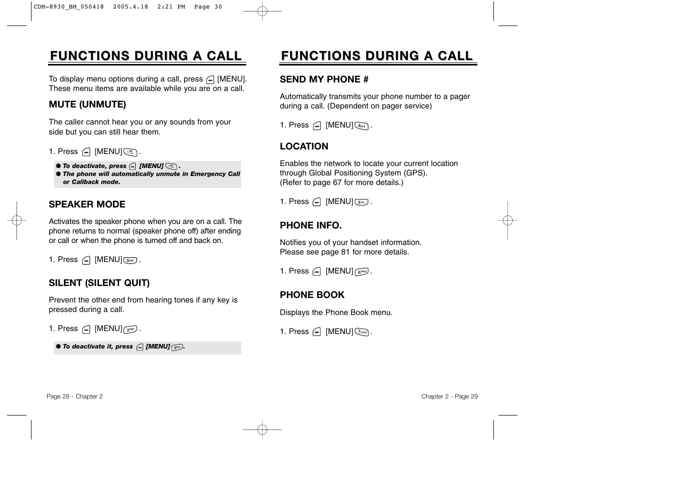 Functions during a call | Audiovox CDM-8930 User Manual | Page 17 / 85