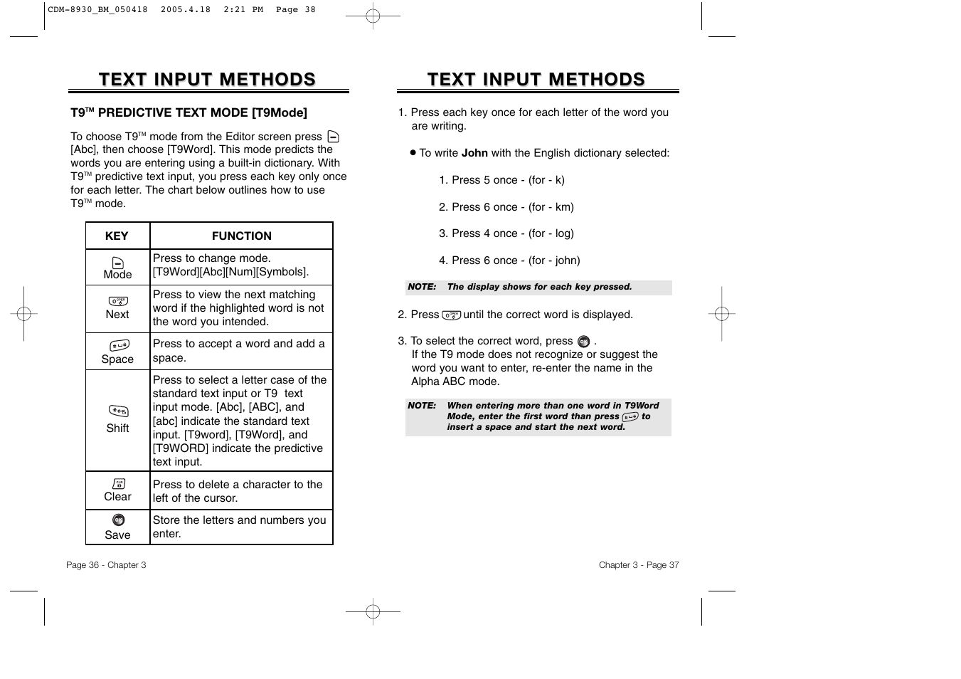 Text input methods | Audiovox CDM-8930 User Manual | Page 21 / 85