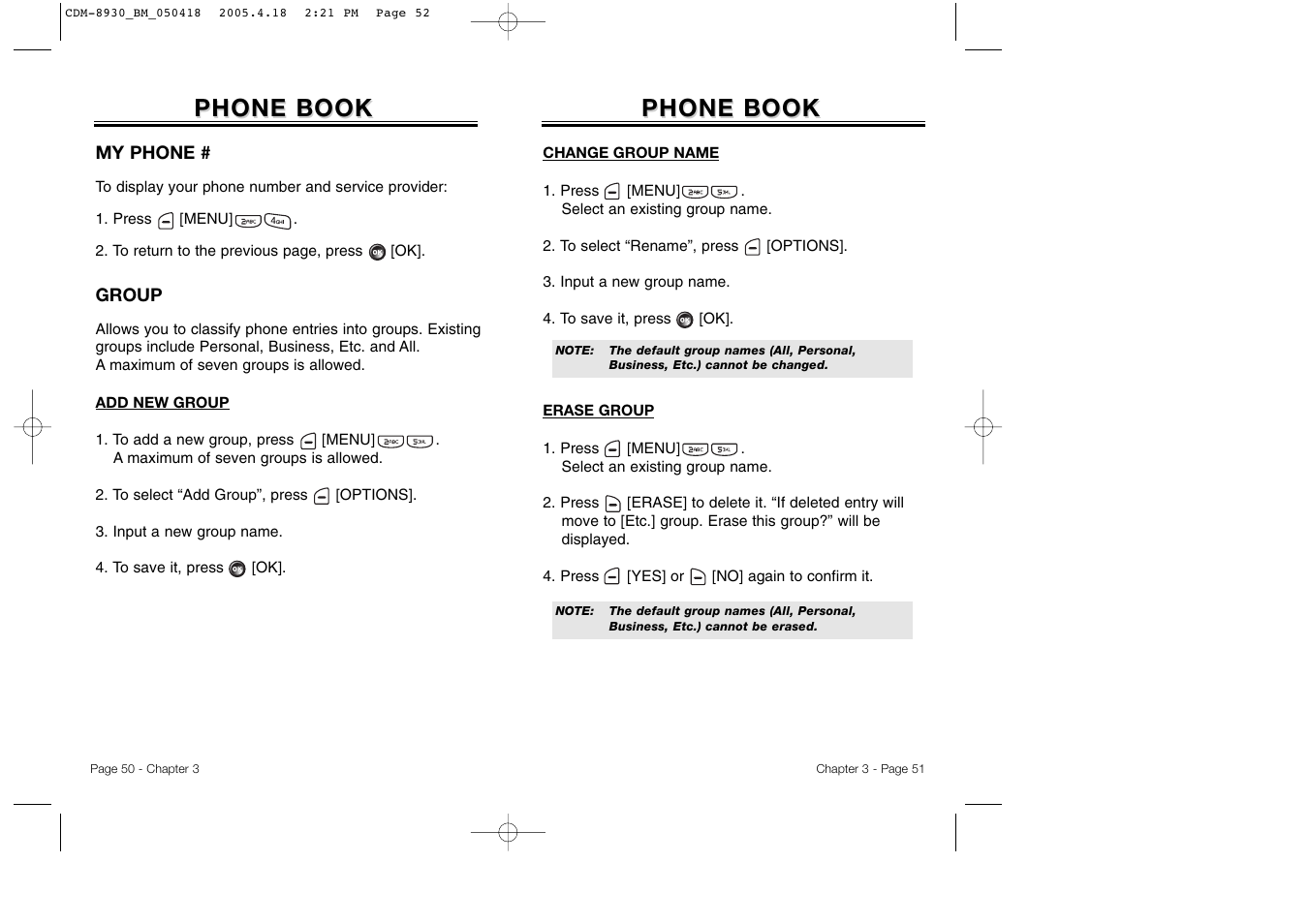 Phone book | Audiovox CDM-8930 User Manual | Page 28 / 85