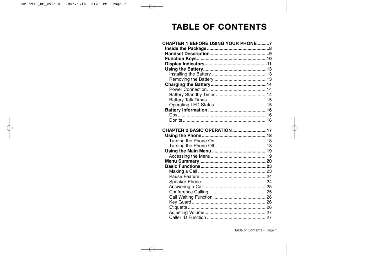 Table of contents able of contents | Audiovox CDM-8930 User Manual | Page 3 / 85