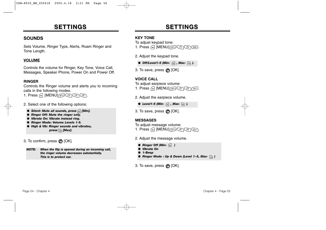 Settings | Audiovox CDM-8930 User Manual | Page 30 / 85