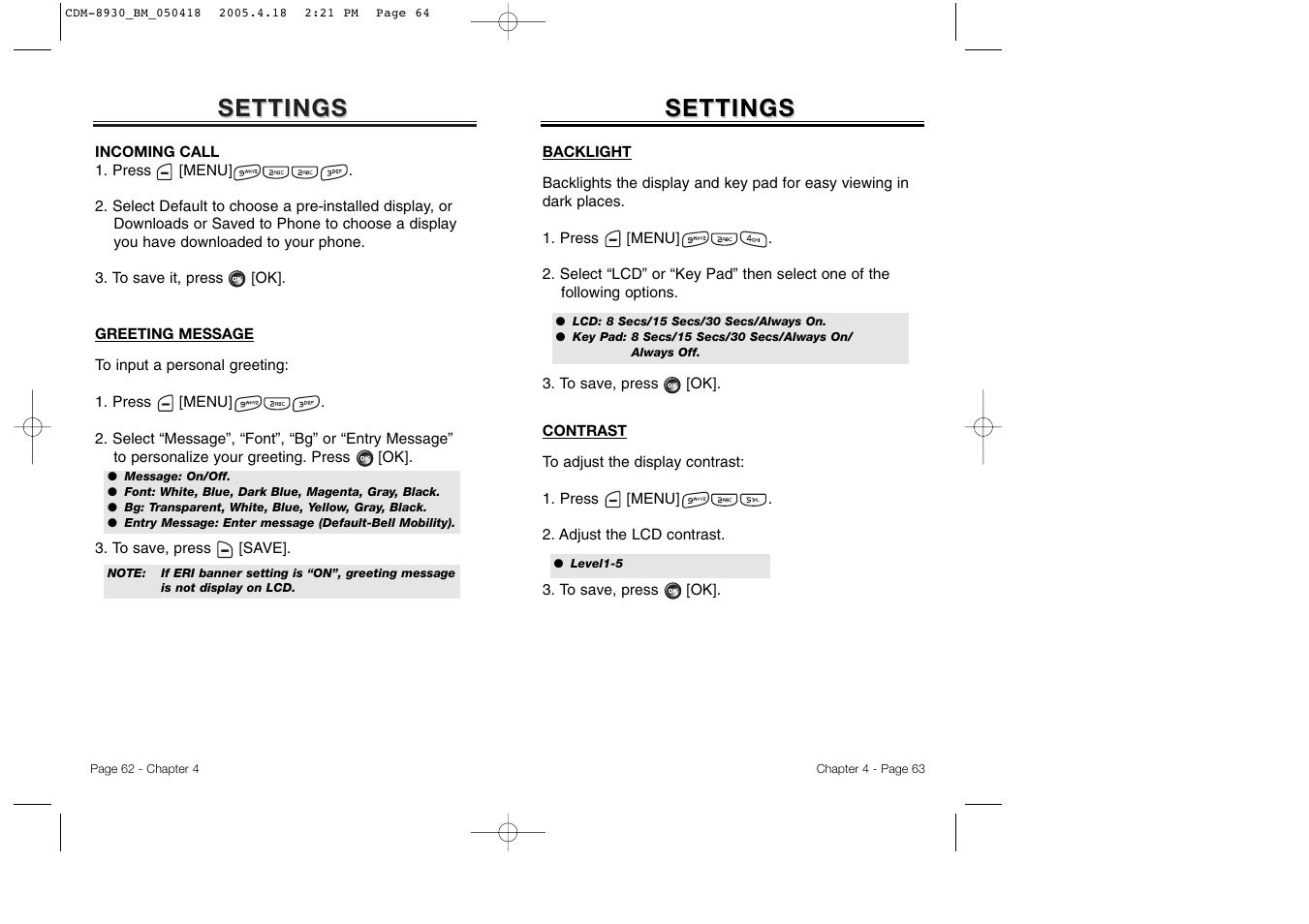 Settings | Audiovox CDM-8930 User Manual | Page 34 / 85