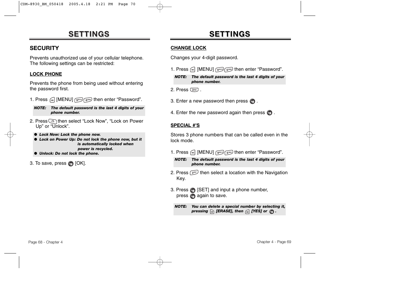 Settings | Audiovox CDM-8930 User Manual | Page 37 / 85