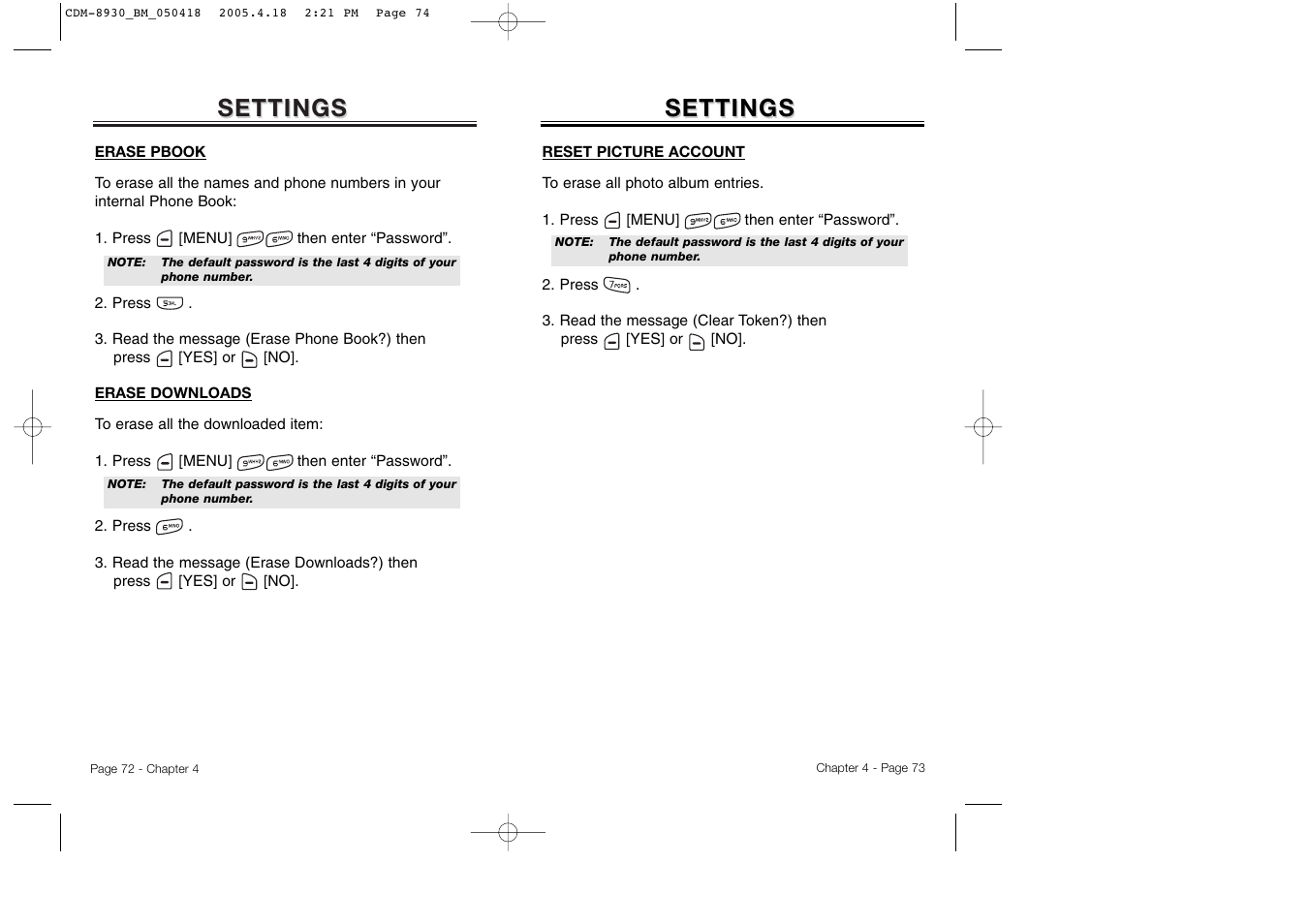 Settings | Audiovox CDM-8930 User Manual | Page 39 / 85