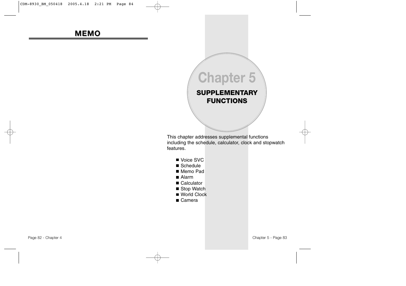 Chapter 5 | Audiovox CDM-8930 User Manual | Page 44 / 85