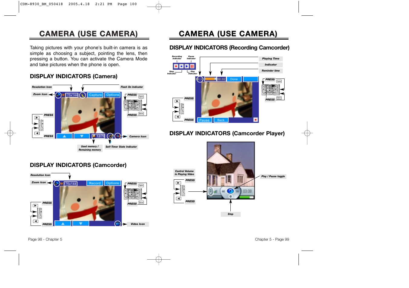 Camera (use camera) | Audiovox CDM-8930 User Manual | Page 52 / 85