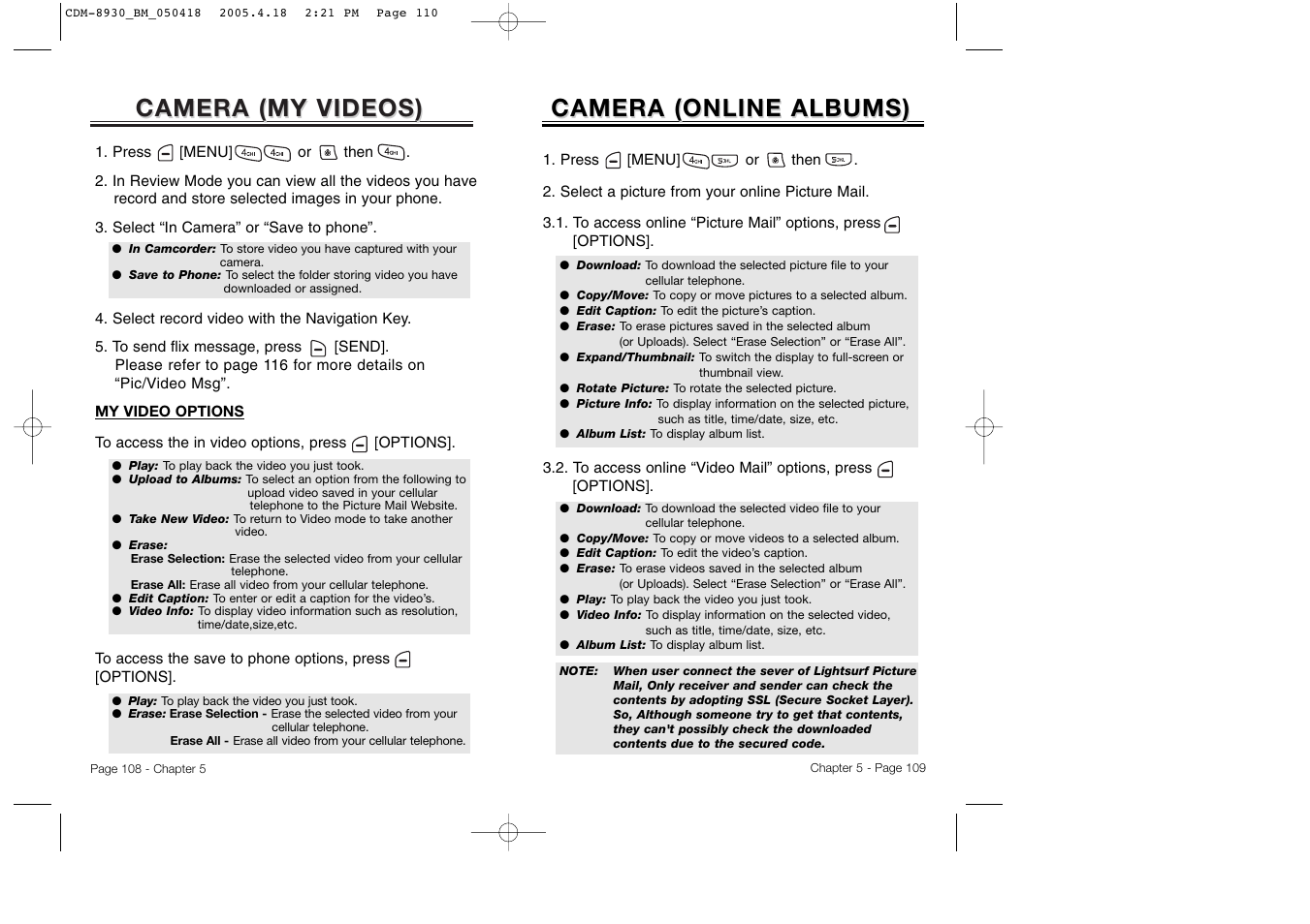 Camera (my videos), Camera, Camera ( online albums) online albums) | Audiovox CDM-8930 User Manual | Page 57 / 85