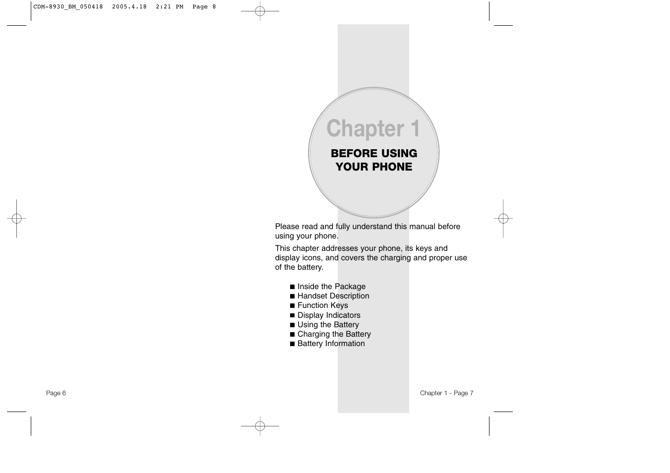 Chapter 1 | Audiovox CDM-8930 User Manual | Page 6 / 85