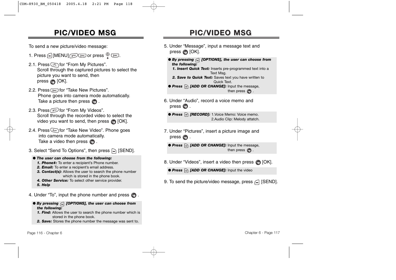 Pic/video msg | Audiovox CDM-8930 User Manual | Page 61 / 85