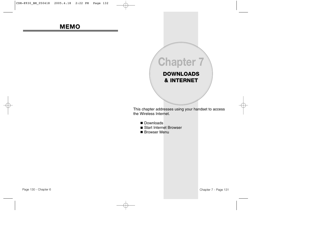 Chapter 7 | Audiovox CDM-8930 User Manual | Page 68 / 85