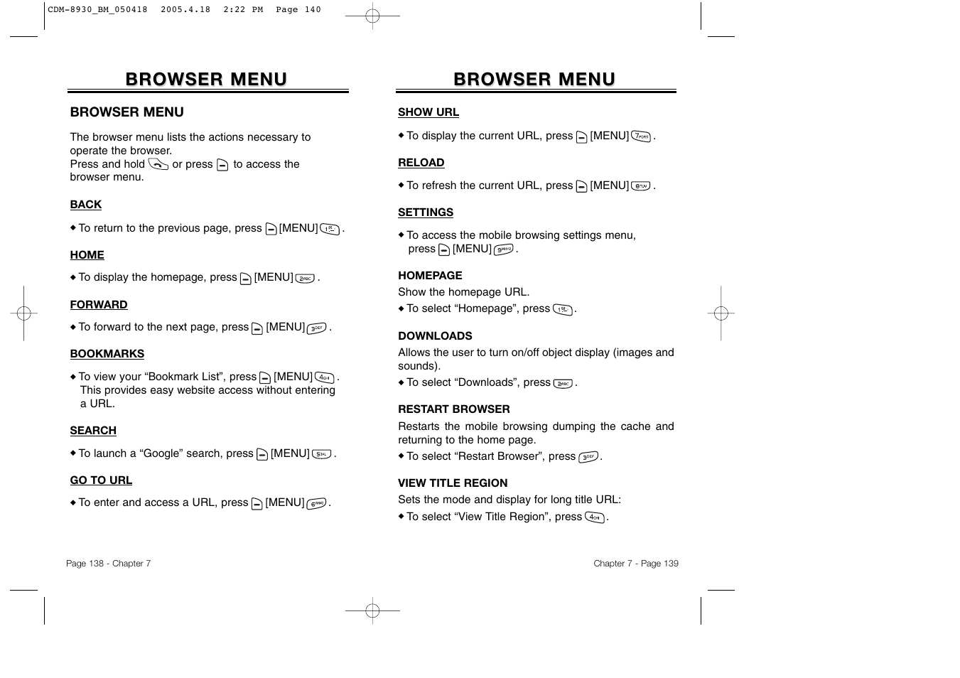 Browser menu | Audiovox CDM-8930 User Manual | Page 72 / 85