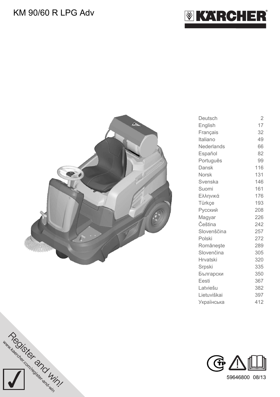 Karcher Balayeuse KM 90-60 R Lpg Adv User Manual | 432 pages