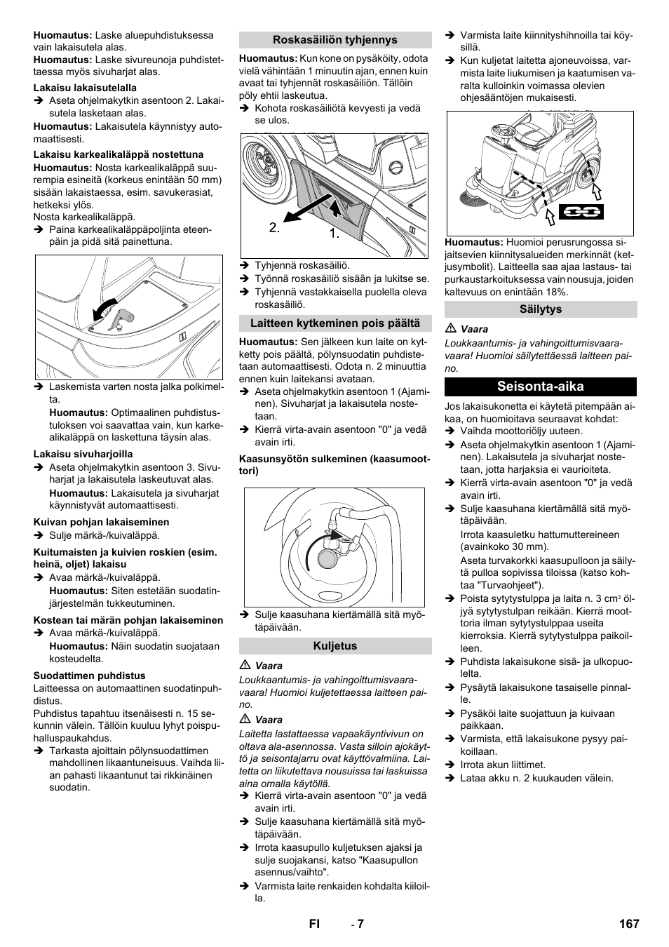 Seisonta-aika | Karcher Balayeuse KM 90-60 R Lpg Adv User Manual | Page 167 / 432