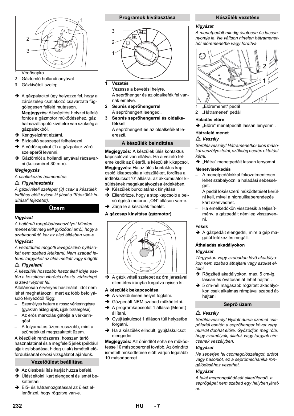 Üzem | Karcher Balayeuse KM 90-60 R Lpg Adv User Manual | Page 232 / 432