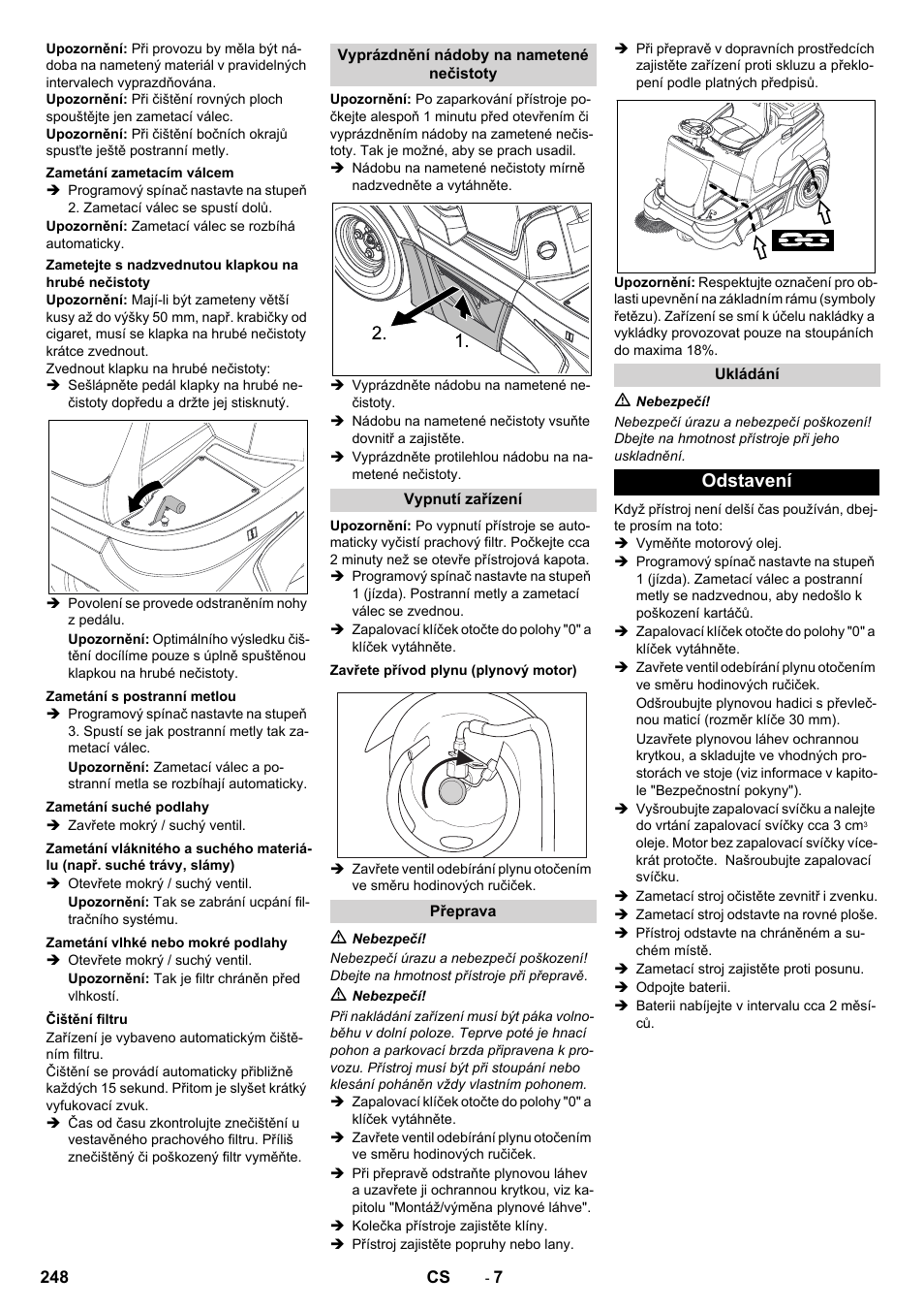 Odstavení | Karcher Balayeuse KM 90-60 R Lpg Adv User Manual | Page 248 / 432