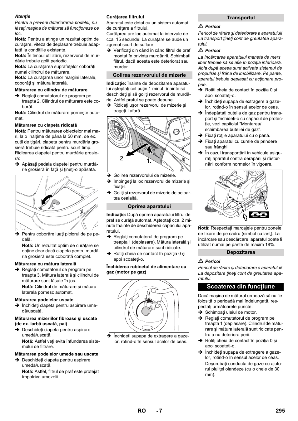 Scoaterea din funcţiune | Karcher Balayeuse KM 90-60 R Lpg Adv User Manual | Page 295 / 432